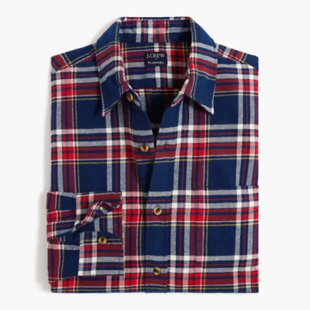 J. Crew Factory Boys Tartan Flannel Button-Down Shirt Size 6-7 | NWT Plaid - Picture 1 of 9
